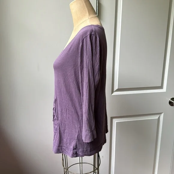 J Jill featherweight pocket tee. Medium. 100% pima cotton. Purple. - Picture 2 of 5